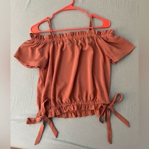 Pink Cold Shoulder Blouse Bows Small